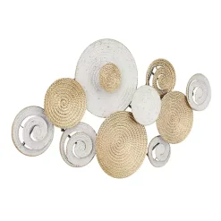 Kirklands Home Wall Plaques|Gold and White Round Layered Plates Wall Sculpture
