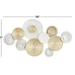 Kirklands Home Wall Plaques|Gold and White Round Layered Plates Wall Sculpture