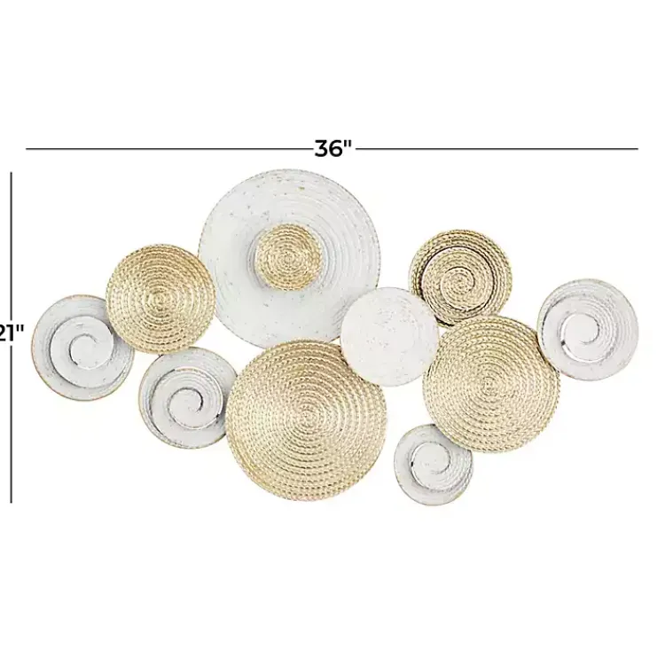Kirklands Home Wall Plaques|Gold and White Round Layered Plates Wall Sculpture