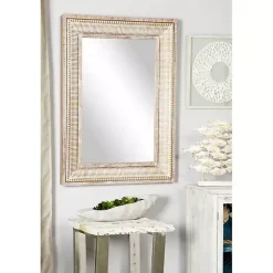 Kirklands Home Decorative Mirrors|Gold and White Washed Carved Frame Mirror