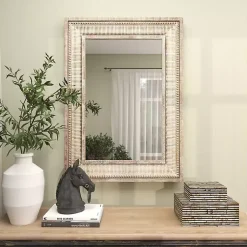 Kirklands Home Decorative Mirrors|Gold and White Washed Carved Frame Mirror