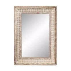 Kirklands Home Decorative Mirrors|Gold and White Washed Carved Frame Mirror