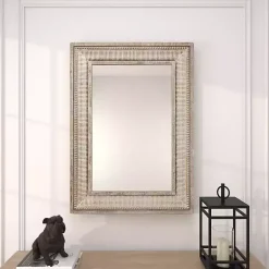 Kirklands Home Decorative Mirrors|Gold and White Washed Carved Frame Mirror