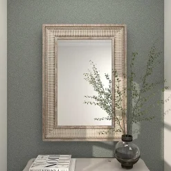 Kirklands Home Decorative Mirrors|Gold and White Washed Carved Frame Mirror