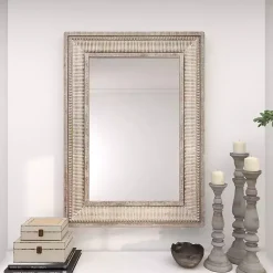 Kirklands Home Decorative Mirrors|Gold and White Washed Carved Frame Mirror