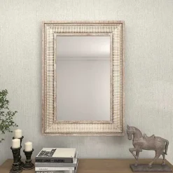 Kirklands Home Decorative Mirrors|Gold and White Washed Carved Frame Mirror