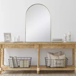 Kirklands Home Decorative Mirrors|Gold Arch Frame Modern Wall Mirror