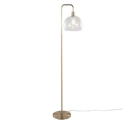 Kirklands Home Floor Lamps|Arch Metro Glass Globe Floor Lamp Gold
