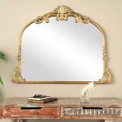 Kirklands Home Decorative Mirrors|Gold Arched Baroque Wall Mirror