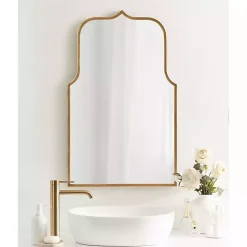 Kirklands Home Decorative Mirrors|Arched Scallop Wall Mirror Gold