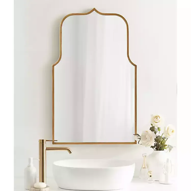 Kirklands Home Decorative Mirrors|Arched Scallop Wall Mirror Gold