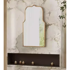 Kirklands Home Decorative Mirrors|Arched Scallop Wall Mirror Gold