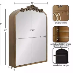 Kirklands Home Decorative Mirrors|Gold Arendahl Arched Mirror Jewelry Cabinet