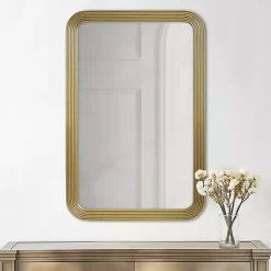 Kirklands Home Decorative Mirrors|Gold Aurelia Fluted Wall Mirror