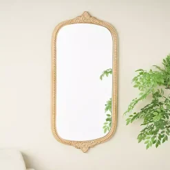 Kirklands Home Decorative Mirrors|Gold Beaded Scroll Frame Wall Mirror