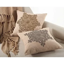New Gold Beaded Snowflake Down Throw Pillow Christmas Pillows