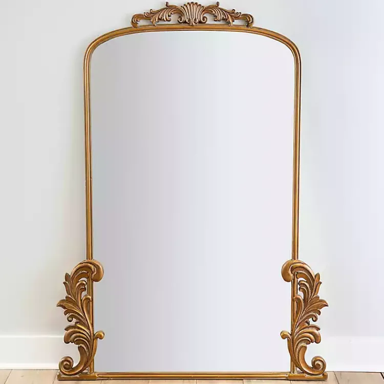 Kirklands Home Full Length & Floor Mirrors|Gold Bordeaux Ornate Leaner Mirror, 46x63 in.