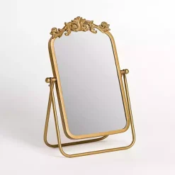 Kirklands Home Decorative Mirrors|Gold Bordeaux Scroll Tabletop Mirror