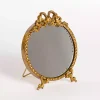 Kirklands Home Decorative Mirrors|Gold Bow Beaded Tabletop Mirror