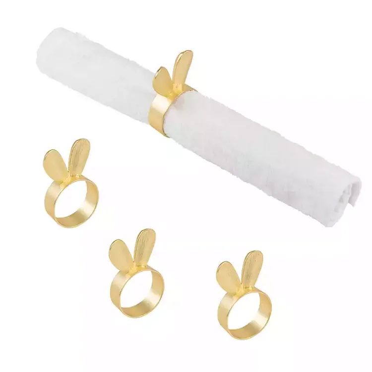 Kirklands Home Kitchen Accessories|Bunny Ear Napkin Rings, Set of 4 Gold