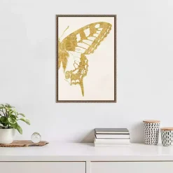 Kirklands Home Canvas Art|Gold Butterfly Wings Framed Canvas Art Print