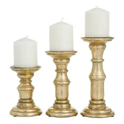 Discount Carved Mango Wood Candle Holders, Set of 3 Candle Holders