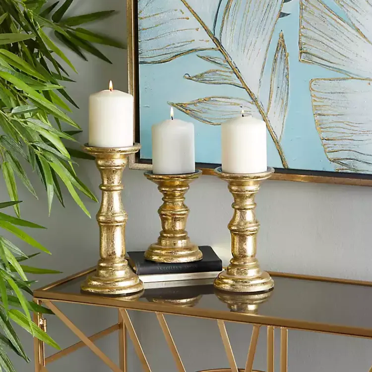 Discount Carved Mango Wood Candle Holders, Set of 3 Candle Holders