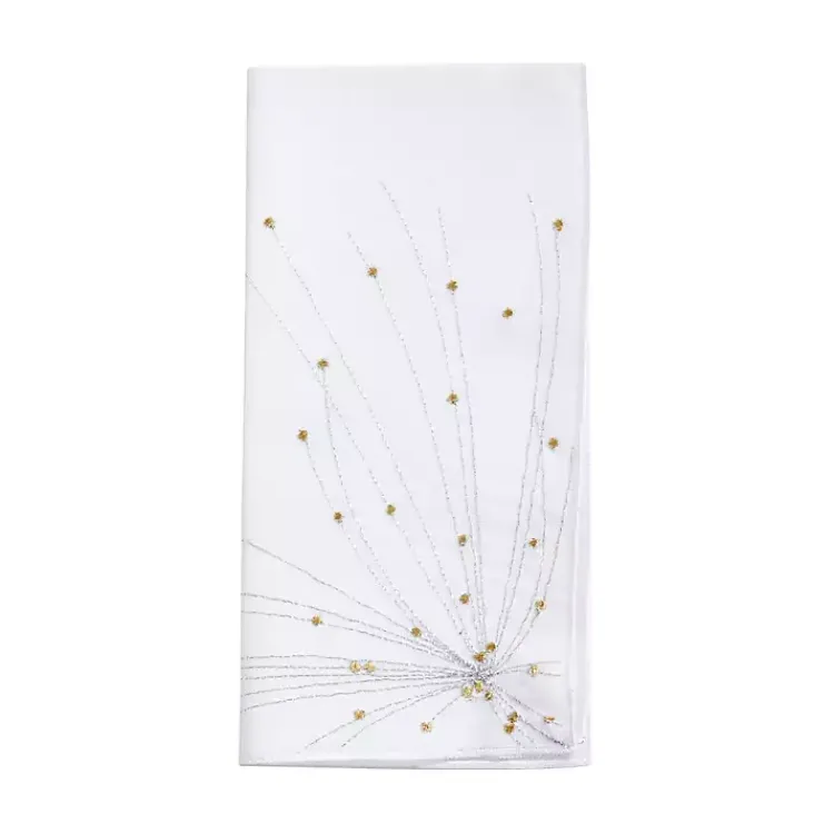 Kirklands Home Table Linens|Gold Cascading Firework Napkins, Set of 4 White