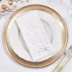 Kirklands Home Table Linens|Gold Cascading Firework Napkins, Set of 4 White