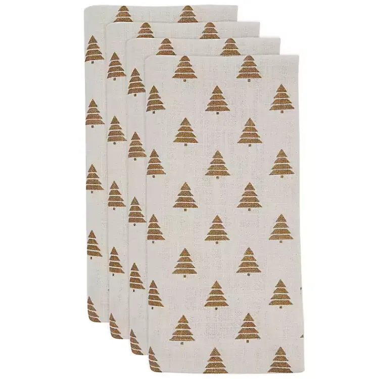 Outlet Gold Christmas Tree Napkins, Set of 4 Christmas Dining & Entertaining
