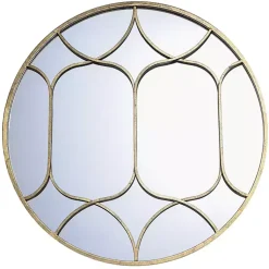 Kirklands Home Decorative Mirrors|Gold Circular Inset Round Wall Mirror