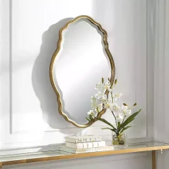 Kirklands Home Decorative Mirrors|Gold Curved Beveled Frame Mirror