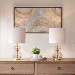 Kirklands Home Table Lamps|Curved Glass Table Lamps, Set of 2 Gold