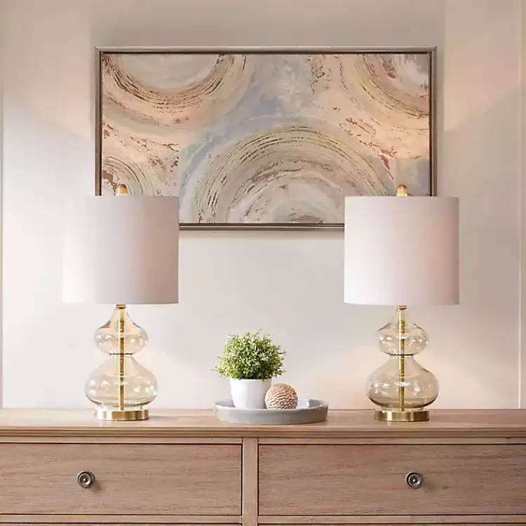 Kirklands Home Table Lamps|Curved Glass Table Lamps, Set of 2 Gold