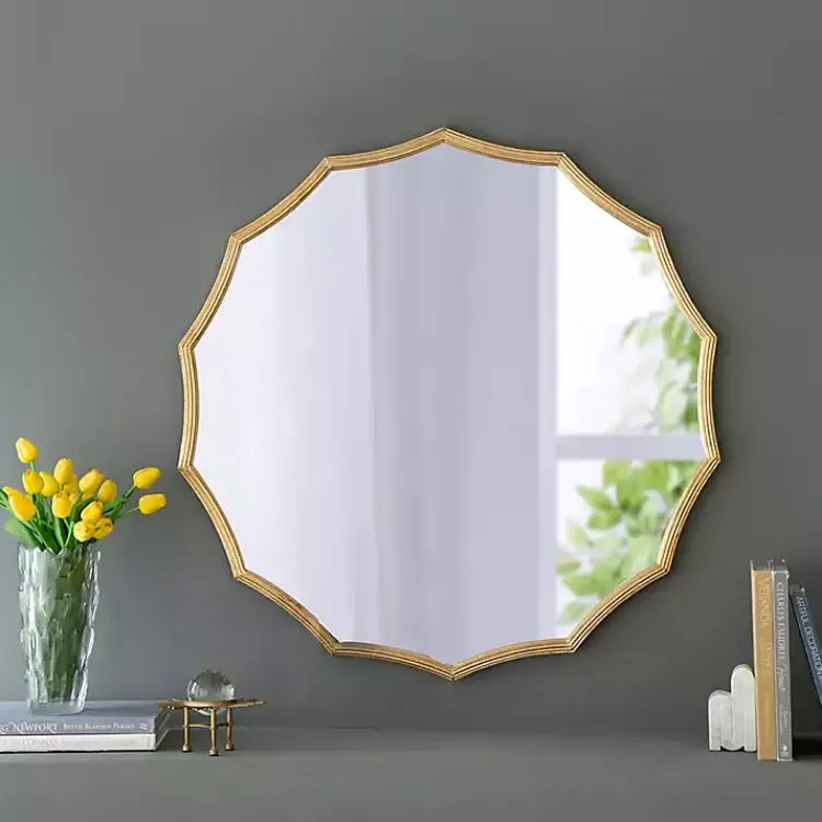 Kirklands Home Decorative Mirrors|Gold Curved Sunburst Wall Mirror