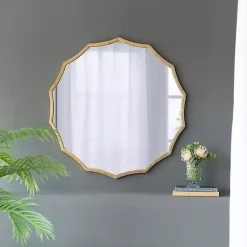 Kirklands Home Decorative Mirrors|Gold Curved Sunburst Wall Mirror