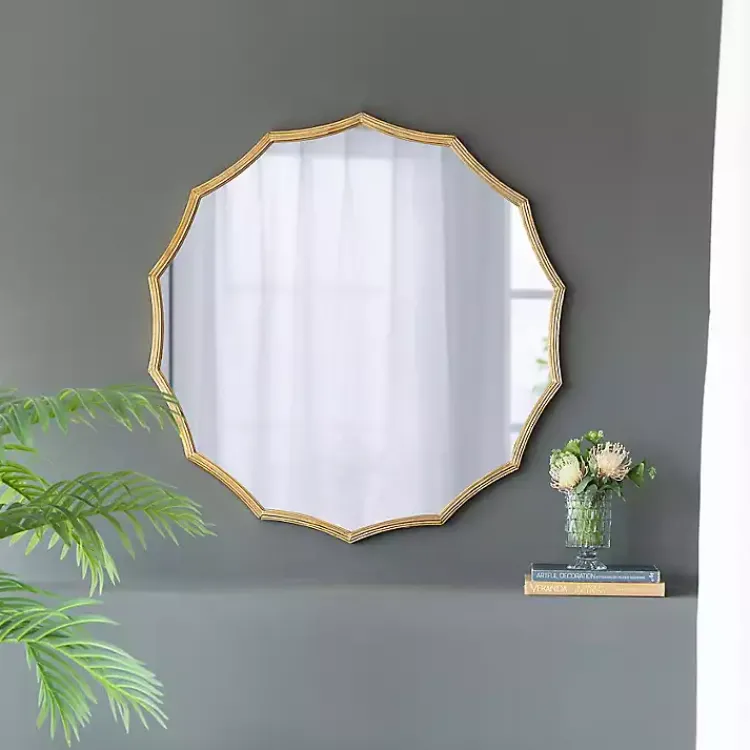 Kirklands Home Decorative Mirrors|Gold Curved Sunburst Wall Mirror