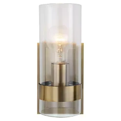 Kirklands Home Flush Mount Lighting|Gold Cylinder Glass Shade Wall Sconce
