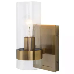 Kirklands Home Flush Mount Lighting|Gold Cylinder Glass Shade Wall Sconce