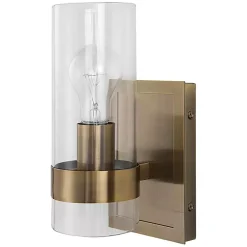 Kirklands Home Flush Mount Lighting|Gold Cylinder Glass Shade Wall Sconce