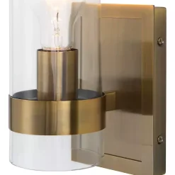 Kirklands Home Flush Mount Lighting|Gold Cylinder Glass Shade Wall Sconce