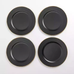 Kirklands Home Serving & Entertaining|Gold Edge Chargers, Set of 4 Black