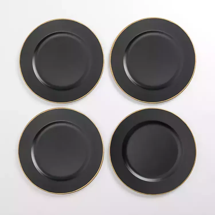 Kirklands Home Serving & Entertaining|Gold Edge Chargers, Set of 4 Black
