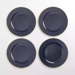 Kirklands Home Serving & Entertaining|Gold Edge Navy Chargers, Set of 4 Blue