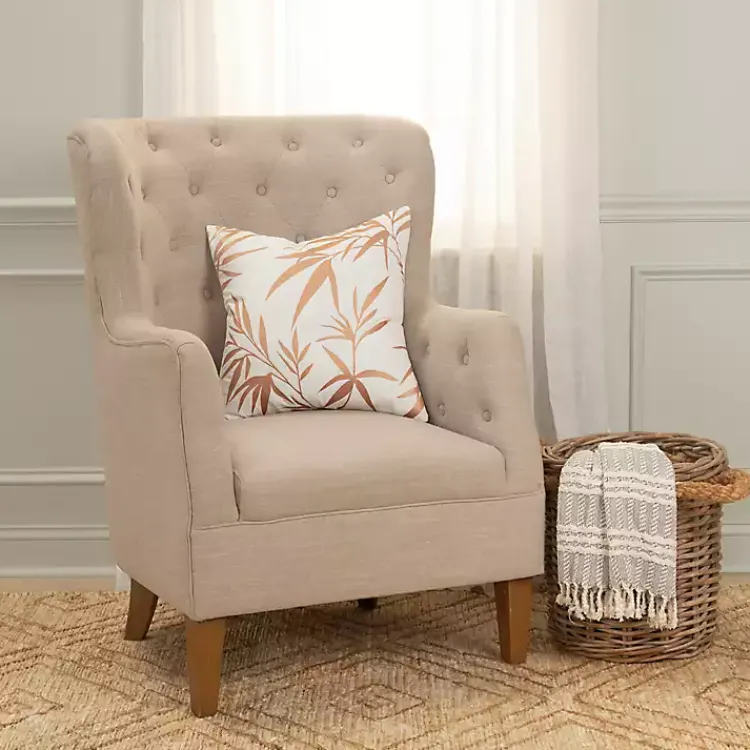 Hot Gold Embroidered Botanical Throw Pillow Pillows