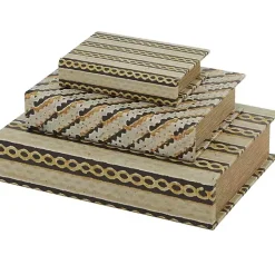 New Gold Faux Leather Chain Link Book Boxes, Set of 3 Baskets & Boxes