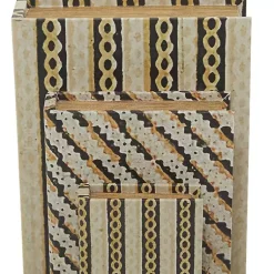 New Gold Faux Leather Chain Link Book Boxes, Set of 3 Baskets & Boxes