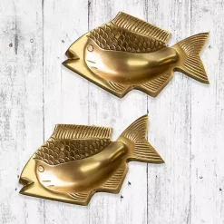 Kirklands Home Bathroom Accessories|Fish Soap Dishes, Set of 2 Gold