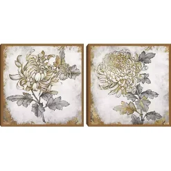 Kirklands Home Canvas Art|Gold Fleur Floral 2-pc. Canvas Art Print Set