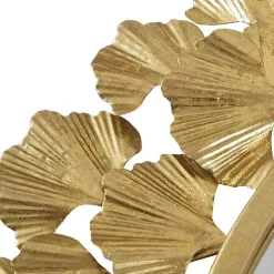 Kirklands Home Decorative Mirrors|Gold Foil Leaf Framed Round Wall Mirror